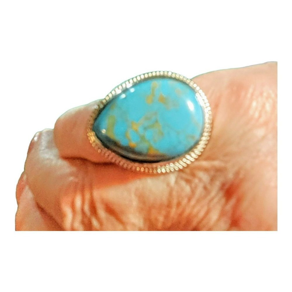 Womens Mojave Blue Turquois Ring Platium over Copper 16.35 ctw Size 6.25 LC-08